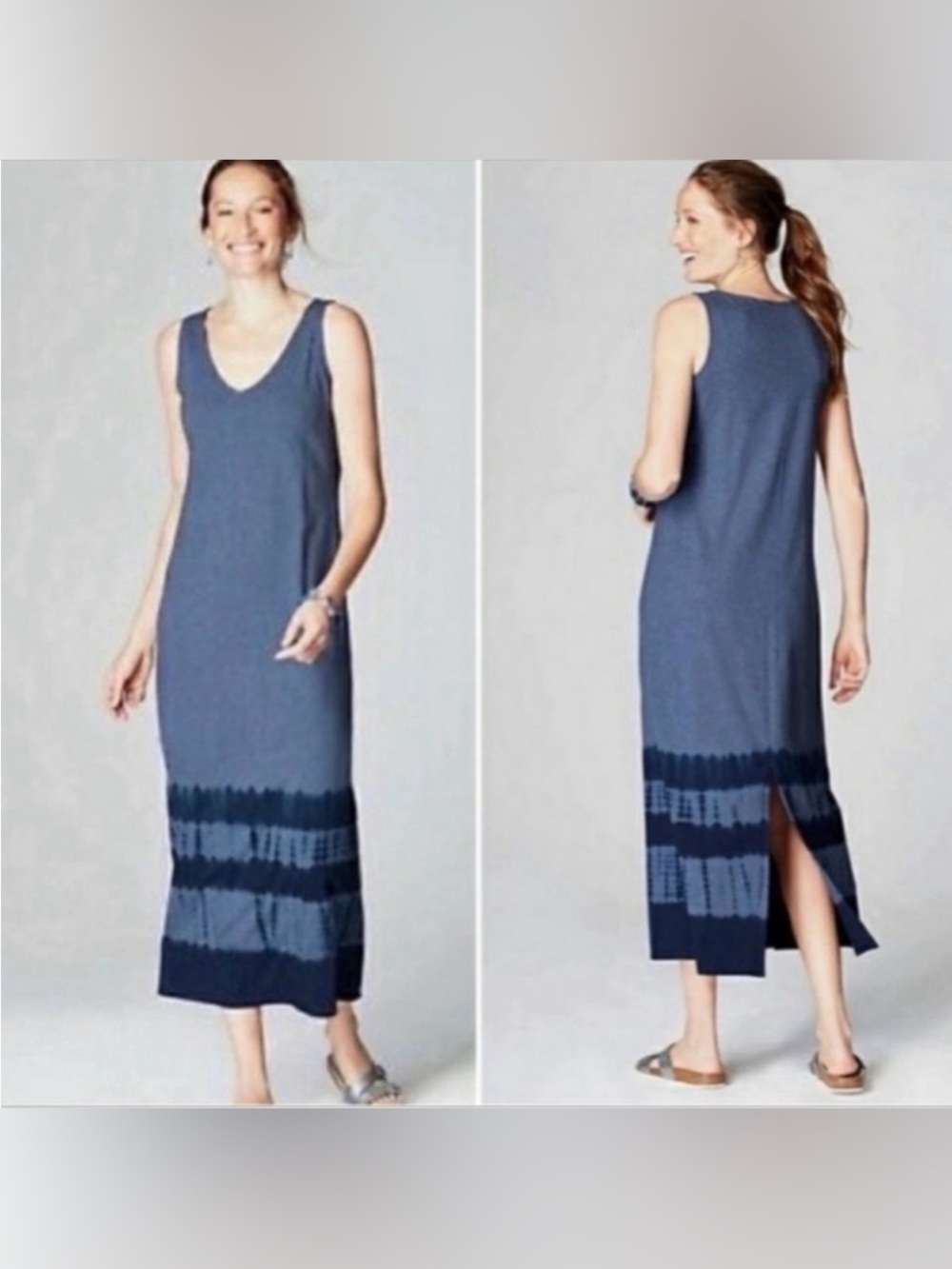 pureJill Women’s Blue Sleeveless Pure Jill Cotton Maxi Dress Size L Petite